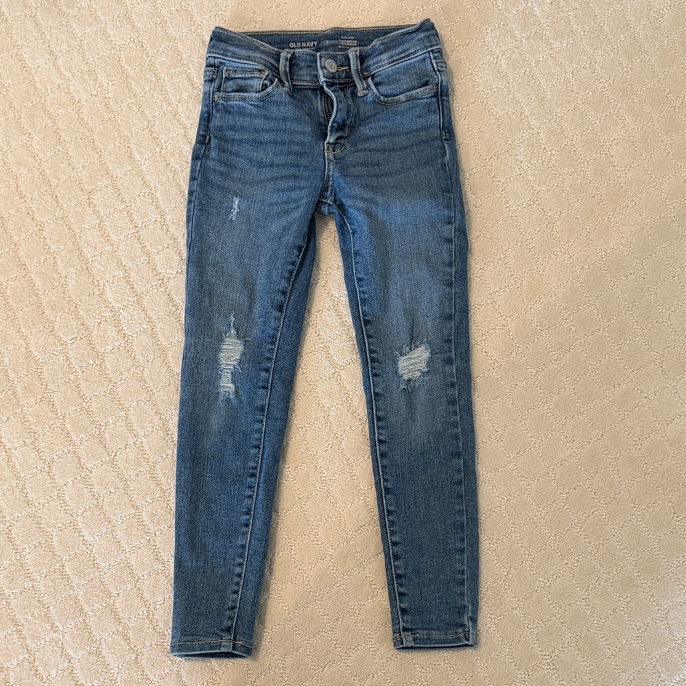 Old Navy girls rockstar leggings Blue Skinny Jeans with Subtle Distress